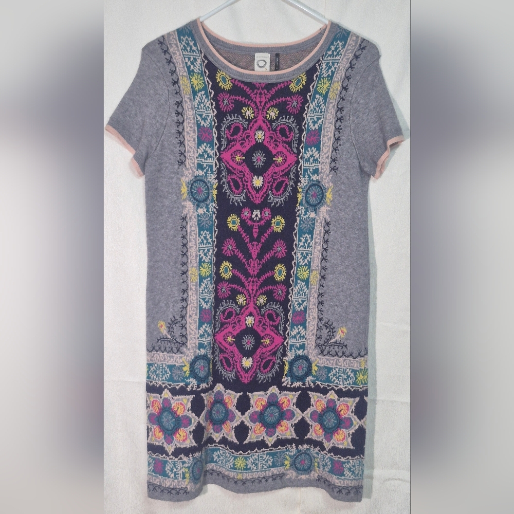 Anthropologie Akemi & Kin Gray Dress with Multicolor Accents Size XS